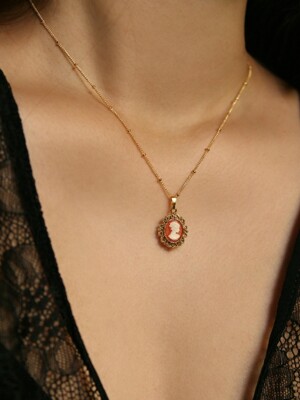 lace cameo necklace (2colors)