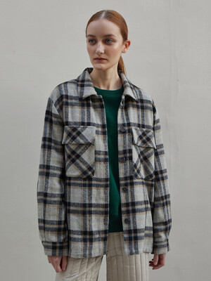 Loose fit pocket checkered shirt_check