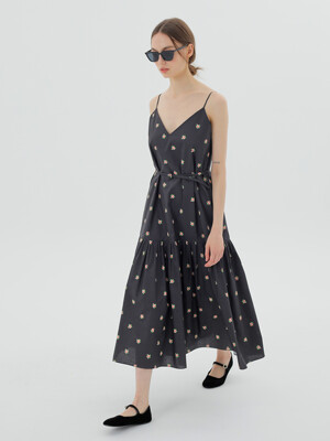 Belted Linen-Blend Midi Dress Black