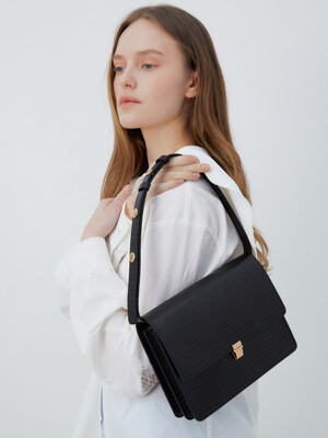 Talia Slim Box Bag (Lizard Black)