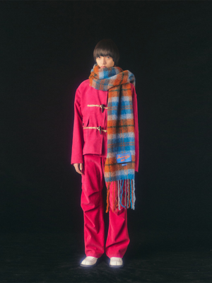 (ESSENTIAL) STOLA BIG CHECK SCARF aaa320u(ORANGE)