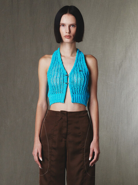 니트 - 기준 (Kijun) - Havana Knit Vest Cyan Blue