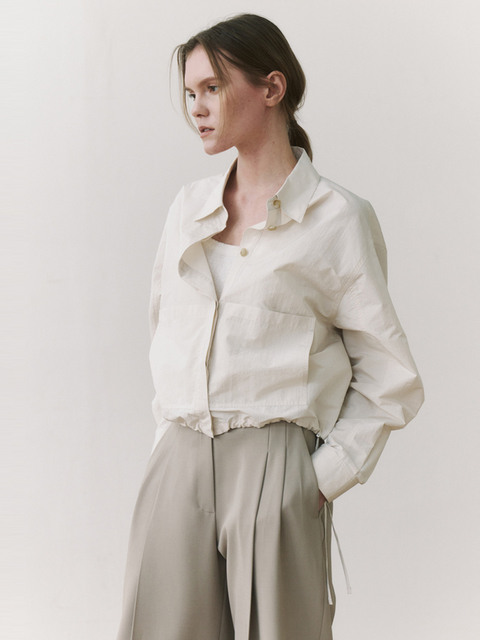 셔츠 - 노니에르 (NONNIERE) -  Outpocket shirt jumper (cream)