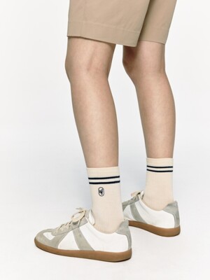 two stripe socks (2P) - cream/navy