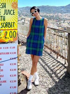 PISA Sleeveless mini one piece (Green tartan check)
