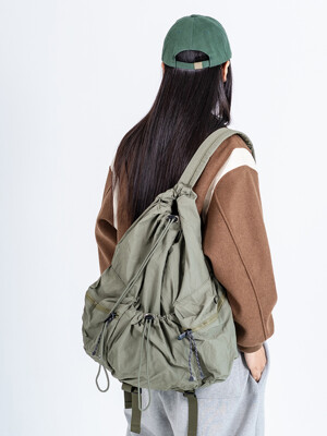 Drawstring nylon backpack Khaki