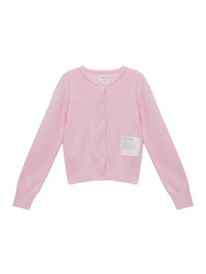 TYPO PATCH ROUND CARDIGAN IN PINK