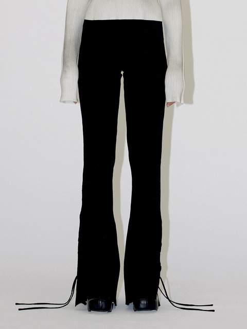 팬츠 - 다이애그널 (DIAGONAL) - SLIT LACE UP KNIT PANTS (black)