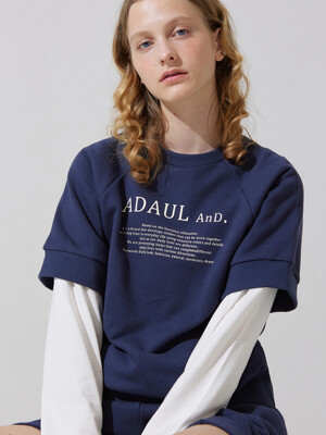 And lettering half sweat shirts - navy