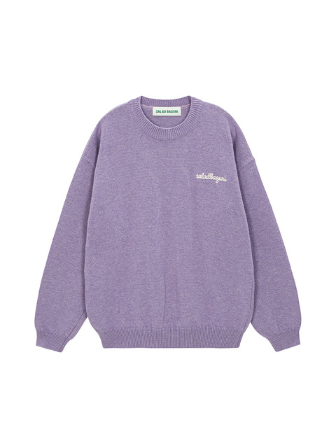 니트 - 샐러드바구니 (SALADBAGUNI) - Lettering Semi-Over Pullover_lilac