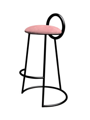 Hoop Bar Stool (matt black frame)_ Pink