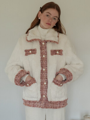 Cest_Fur tweed woolen jacket