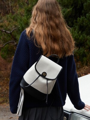 town bag (backpack) - herringbone ivory