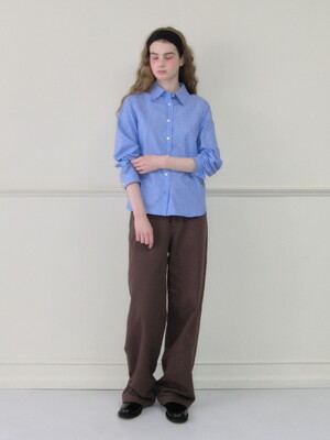 LOGO STRAIGHT COTTON PANTS, BROWN