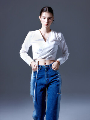 crop wrap blouse_WHITE