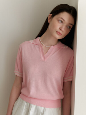 LINE COLLAR KNIT_PINK