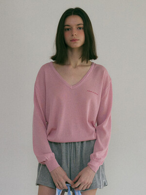 VISCOSE V-NECK KNIT [PINK]