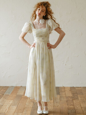 Cest_Princess floral puff sleeve dress