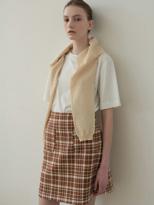tweed mini skirt [fabric from Italy] (brown)