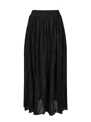 silk pleats skirt_black