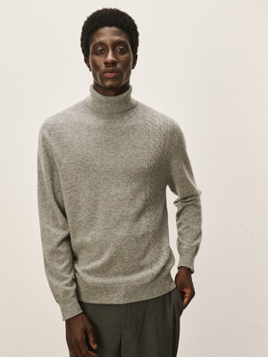 [Murray Allan]Cable block pullover_Melange grey M43MPU003MG