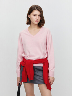 UNISEX SOFT V-NECK SWEATER SOFT PINK_UDSW5A108P1