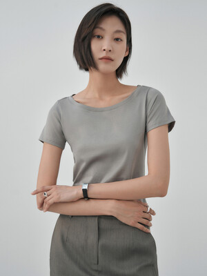 W_스쿱넥 슬림핏 반소매 티셔츠 (155gsm) LJT1885