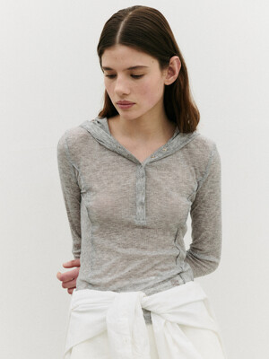 NUBASIC SLIM FIT HOOD T-SHIRT GRAY