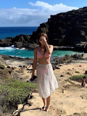 Unbalance Layered Beach Skirt 아이보리
