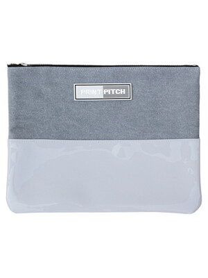double canvas clutch grey