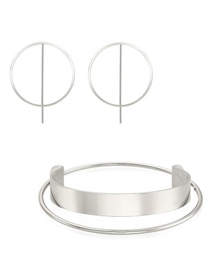 Circles Earring_Silver + Tow Line Bangle_Silver