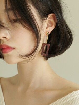 rectangular wood earrings (2colors)