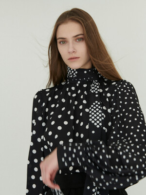 Dot scarf blouse (Black)