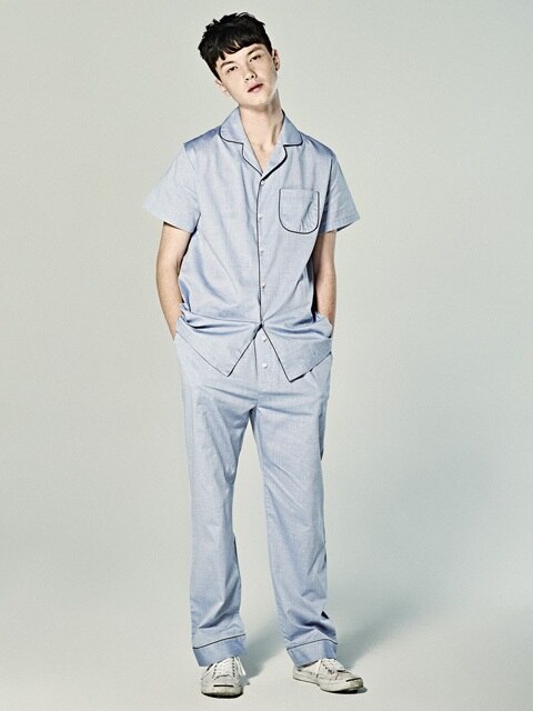 (M) Short Sleeve Pajama Set Chambray Blue