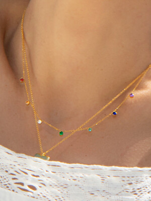 rainbow cubic necklace