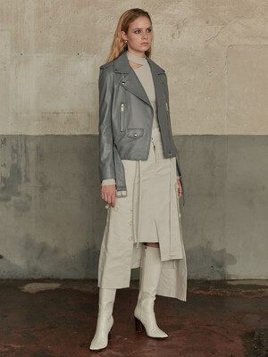 EQUILIBRE Lambs Leather Rider Jacket_Light Gray