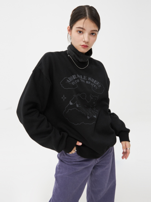 ADORABLE SHEEP SWEATSHIRT-BLACK