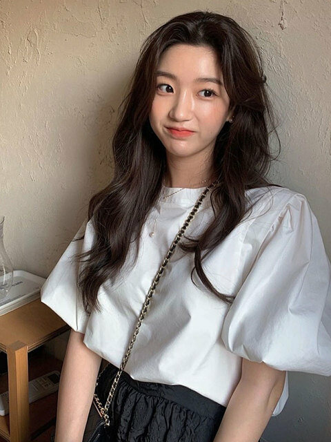 블라우스 - 리엘  (RE_L) - Cotton volume blouse (white)