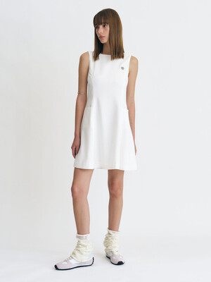 Tennis Sleeveless Mini Dress (White)