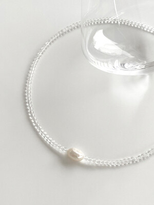 White Quartz Pearl Point Necklace