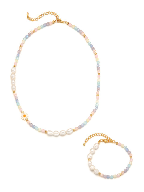 주얼리,주얼리 - 앵브록스 (ENGBROX) - [2SET] pastel moment daisy necklace+pastel moment daisy bracelet