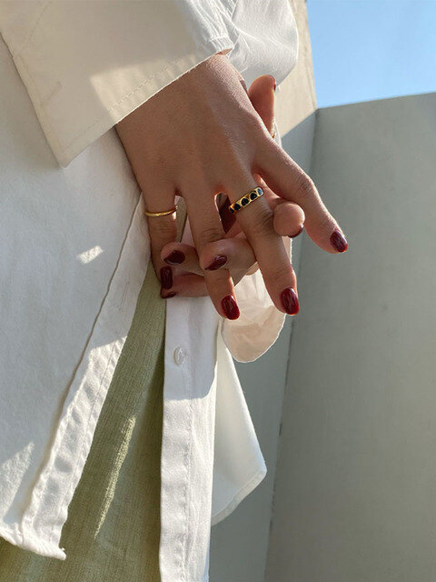 주얼리,주얼리 - 베흐트 (verte) - [set][925 silver] dodu layered ring (2mm, gold) + noir beau ring