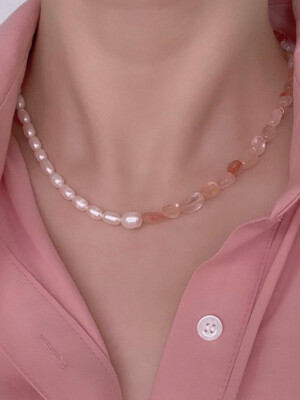 Scarlet pearl necklace silver925 스칼렛 담수진주 원석 실버 목걸이