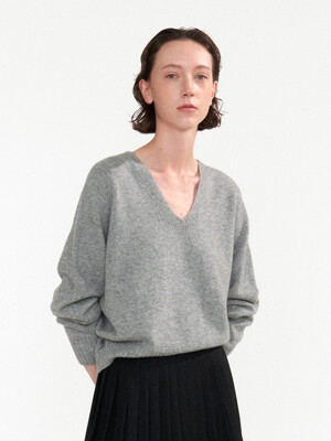 Erin wool v-neck pullover (Gray)