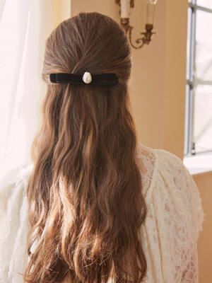 Flat Velvet Ribbon Baroque Pearl Hair Pin