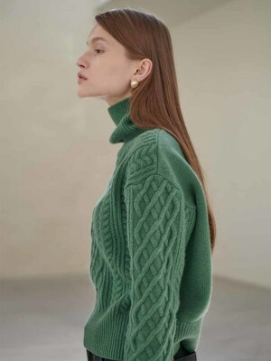 22WN cable crop turtleneck [GN]
