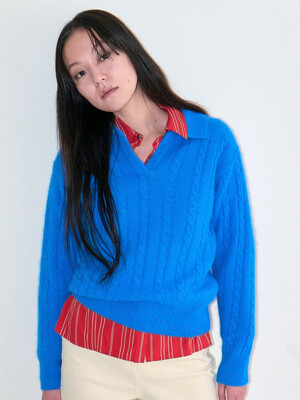 Joan Angora Knit Pullover (BLUE)