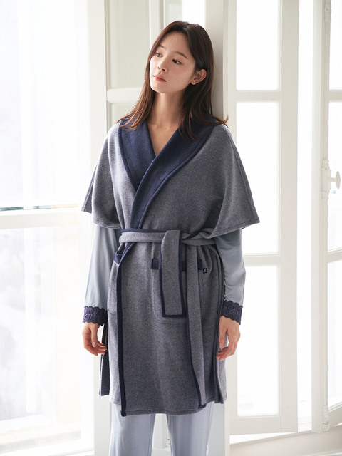 라운지웨어 - 페포어 (pepour) - Soft touch lounge robe _Navy