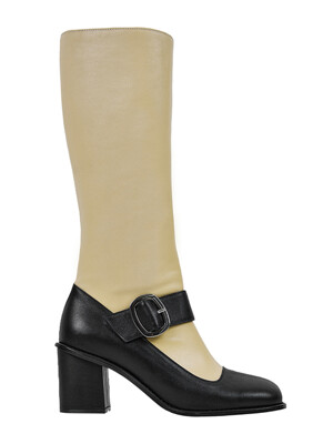 CONTRAST BUCKLE BOOTS / YELLOW