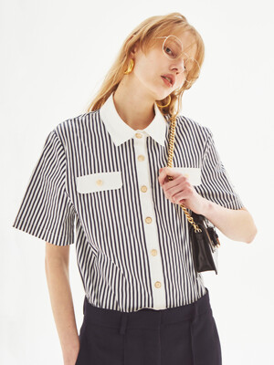 [LINE] Stripe Coloring Pocket Shirt